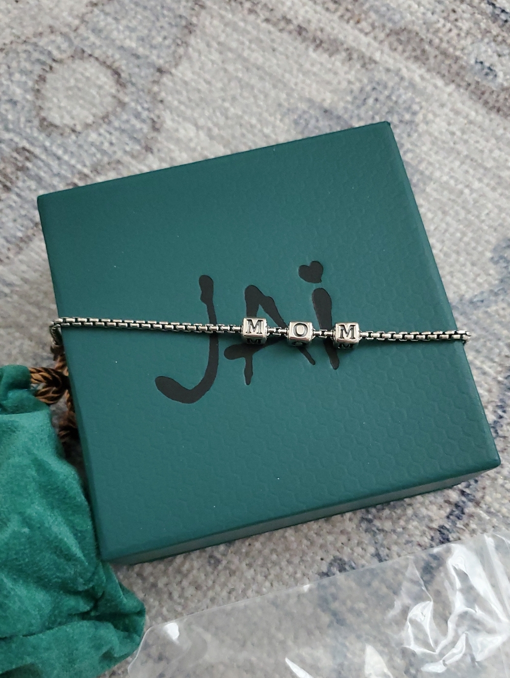 JAI Sterling Silver Mom Bracelet With Pouch And Box